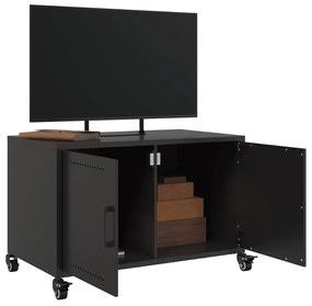 Mobile tv nero 68x39x43,5cm in acciaio laminato a freddo