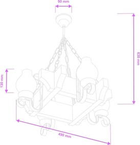 Brilagi - Lampadario a sospensione con catena QUEEN 4xE14/40W/230V faggio/noce