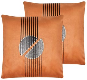 Set di 2 cuscini decorativi 45 x 45 cm in velluto arancione CEROPEGIA Beliani