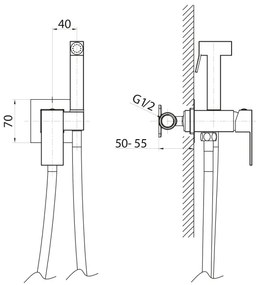 Sapho-Rubinetto per bidet con doccia da incasso CUBEMIX mat. nero