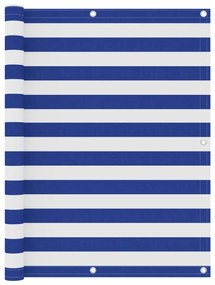 Paravento Balcone Bianco E Blu 120x400 Cm Tessuto Oxford /
