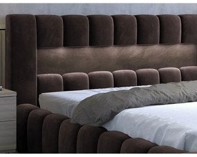 Letto matrimoniale imbottito marrone scuro con contenitore con rete inclusa 180x200 cm Lamica – ELTAP