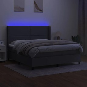 Letto a molle materasso e led grigio scuro 180x200cm in tessuto