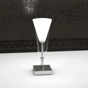 Lampada Da Scrivania Contemp Bullet Metallo Cromo Vetro Trasparente 1 Luce E14