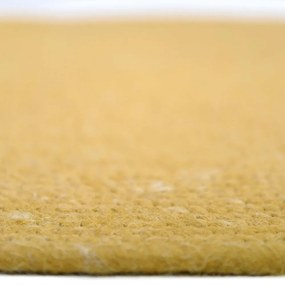 Tappeto giallo senape in misto lana e cotone, fatto a mano, ø 140 cm Neethu - Nattiot
