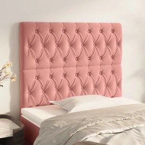Testiera 2 Pz Rosa 90x7x78/88 Cm İn Velluto /