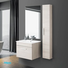 Mobile Bagno Sospeso "Show" Da 60 Cm Composto Da Un'Anta Finitura Rovere Chiaro