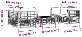 Set Divani da Giardino 5 pz con Cuscini Antracite in Polyrattan