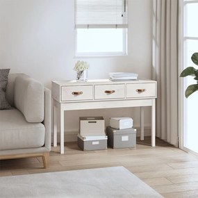Tavolo Consolle Bianco 114x40x75 Cm İn Legno Massello Di Pino /