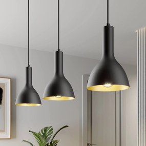 Arcchio lampada a sospensione Cosmina, a 3 luci, lunghezza 90 cm, nero
