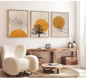 Set di 3 quadri incorniciati 50x70 cm beige/arancione