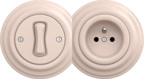 Kliklap - Interruttore unipolare retrò n. 1 e presa 230 V con cornice in rosa antico