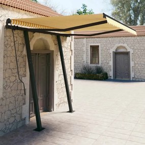 Tenda Da Sole Retrattile Automatica Pali 3x2,5m Gialla Bianca /