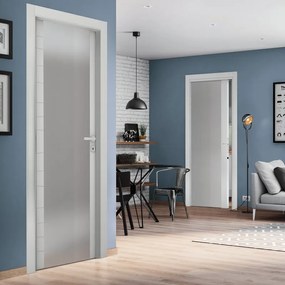 Porta tamburata battente Madera Vetrata grigio L 60 x H 210 cm sinistra