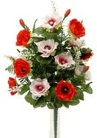 Set 2 Bouquet Artificiale Composto di 14 Fiori Artificiali di Anemone Altezza 46 cm Rosso