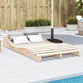 Lettino Prendisole 205x110x31,5 Cm İn Legno Massello Di Pino /