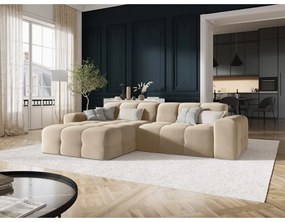 Divano angolare in velluto beige (angolo sinistro) Kendal - Micadoni Home