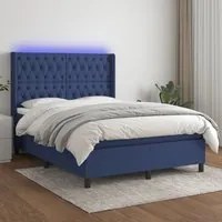 Letto a Molle con Materasso e LED Blu 140x200 cm in Tessuto cod mxl 62444