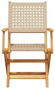 Sedie da giardino 2 pz beige legno massello acacia e polyrattan