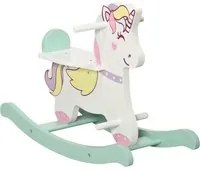 Cavallo a Dondolo per Bambini 68x27x47,5 cm con Maniglie e Pedali in MDF