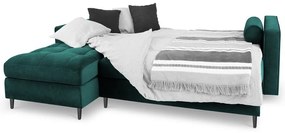 Divano letto angolare in velluto verde petrolio, angolo sinistro Santo - Milo Casa