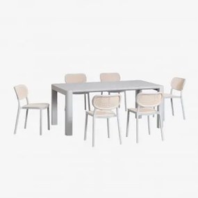 Set tavolo rettangolare Arnadine (180x100 cm) e 6 sedie da pranzo - Sklum