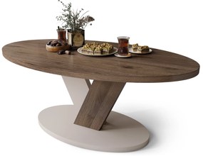 LOVA Noce Elegante/Beige Taupe – TAVOLINO OVALE 110x60 cm TAVOLINO DA CAFFÈ MODERNO