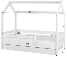 Letto a casetta Sonoma 160x80 cm - letto + spazio di archiviazione
