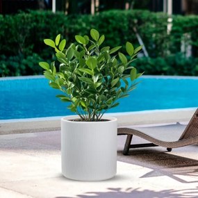 Vaso in resina da esterno interno tondo cilindrico d.36x35h Modigliani Bianco