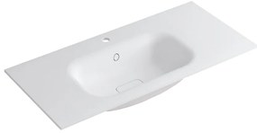Lavabo a incasso rettangolare vasca centrale L 100.5 x H 15 x P 46 cm in resina bianco opaco
