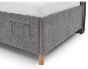 Letto da bambini con sponde grigio imbottito con contenitore con rete inclusa 90x200 cm Fun – Meise Möbel