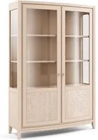 Vetrina contemporanea 2 porte decoro foglia in legno naturale l.128 p.46 h.200 - Mobili 2G