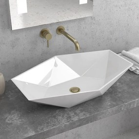 Kamalu - lavabo da appoggio 64cm esagonale modello litos-k64