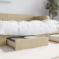 Cassetti da Letto 2pz Crema in Legno Multistrato e Tessuto 833914