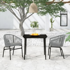 Set mobili da pranzo per giardino 3 pz antracite