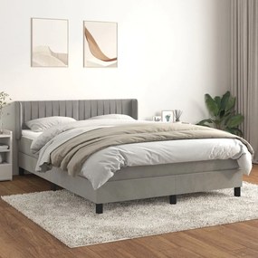 Giroletto A Molle Con Materasso Grigio Chiaro 140x190cm Velluto /