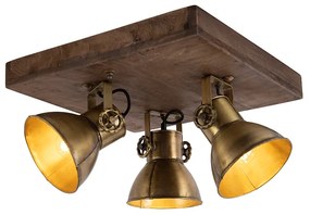 Plafoniera in bronzo con legno 3 luci - Mangoes