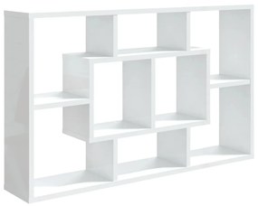 Mensola a muro bianco lucido 85x16x52,5 cm in legno multistrato