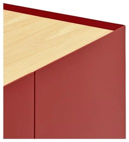Cassettiera alta rossa effetto rovere95x120 cm Arista - Teulat