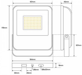 Proiettore LED 30W IP65 145lm/W Colore  Bianco Naturale 4.000K