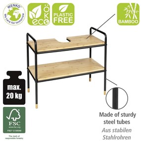 Mobile sotto lavabo in bambù nero/naturale 70x60 cm Loft - Wenko