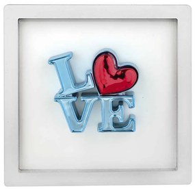 Bongelli preziosi Quadretto in legno e scultura in marmorino scritta LOVE cm 15 x 15 - varie colorazioni BIANCO E BLU