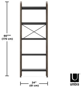 Scaffale nero naturale in noce 61x170 cm Bellwood - Umbra