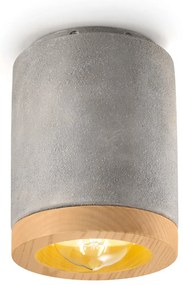Plafoniera Vintage Mateca Ferro E Ceramica Cemento 1 Luce E27