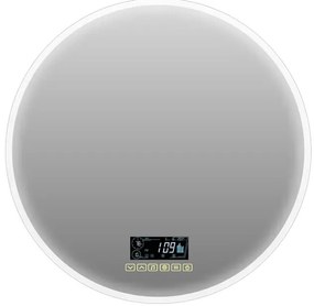 Specchio con illuminazione integrata completo di faretto bagno tondo L 80 x H 80 x P 2.5 cm