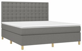 Letto a molle materasso e led grigio scuro 180x200cm in tessuto