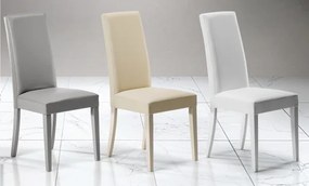 Sedia in ecopelle con gambe legno laccate CLAUDIA Beige Set da 2 pezzi