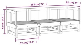 Set Salotto da Giardino 3 pz in Legno Massello di Douglas