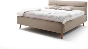 Letto matrimoniale imbottito beige con contenitore con rete inclusa 180x200 cm Lotte – Meise Möbel