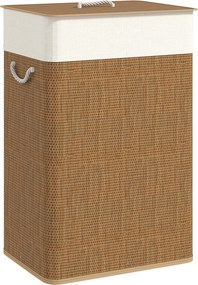 Cesto Portabiancheria 72L con Sacco Rimovibile 40x30x60 cm in Vimini e Bambù Marrone...